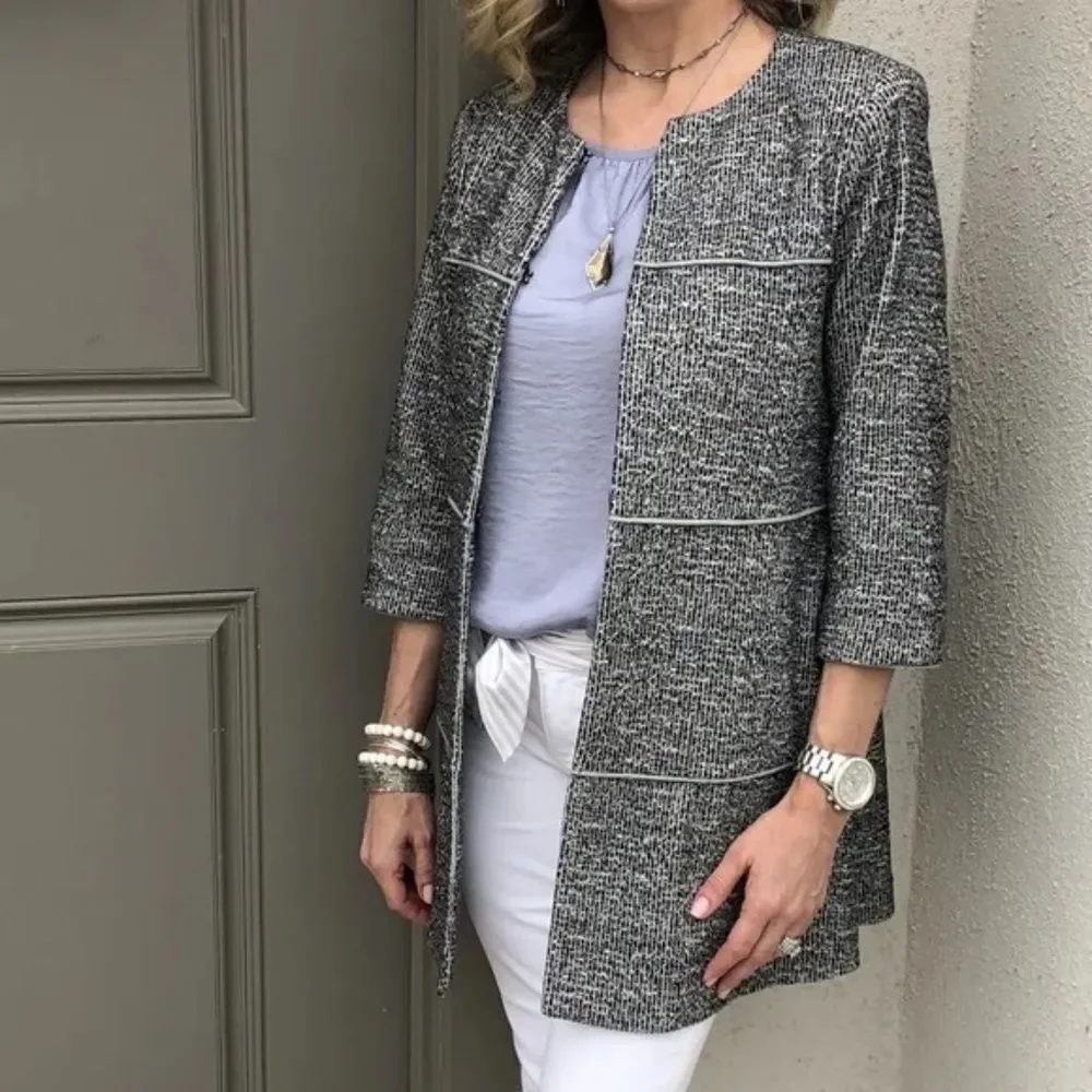EUC Cabi The Times Knit Jacket Grey & Black Size S